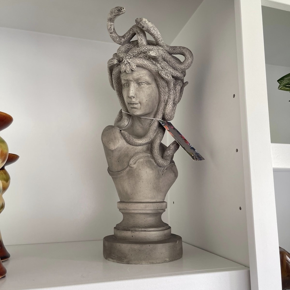 Medusa Bust Sculpture in Gray